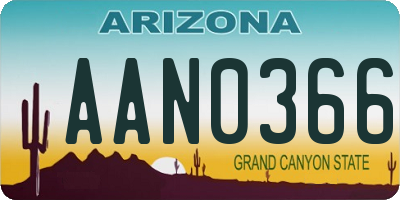 AZ license plate AAN0366