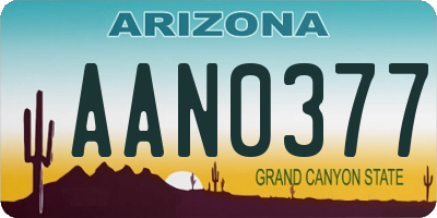 AZ license plate AAN0377