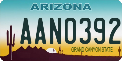 AZ license plate AAN0392
