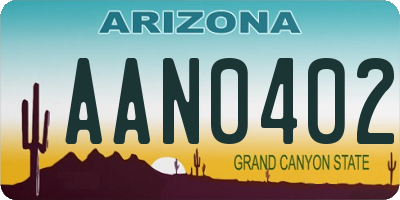AZ license plate AAN0402