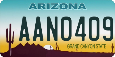AZ license plate AAN0409