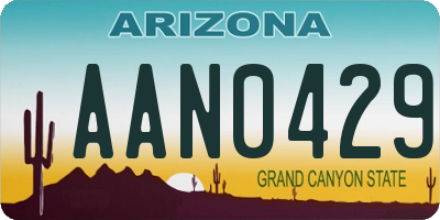 AZ license plate AAN0429
