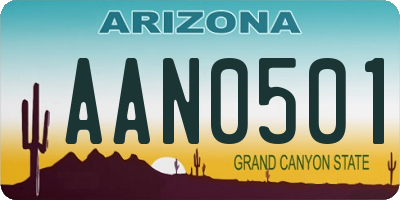 AZ license plate AAN0501