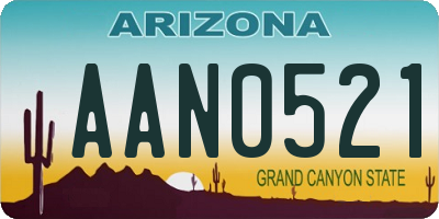 AZ license plate AAN0521