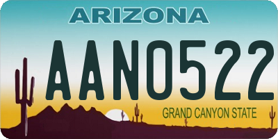 AZ license plate AAN0522