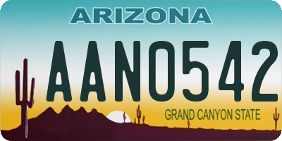 AZ license plate AAN0542