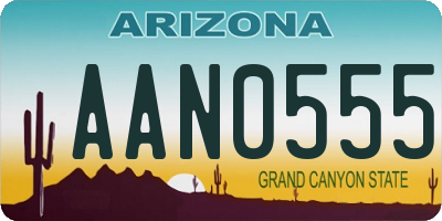 AZ license plate AAN0555