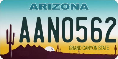 AZ license plate AAN0562