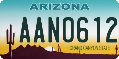AZ license plate AAN0612