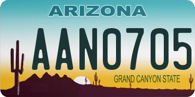 AZ license plate AAN0705