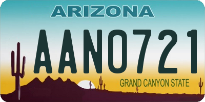 AZ license plate AAN0721