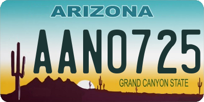 AZ license plate AAN0725