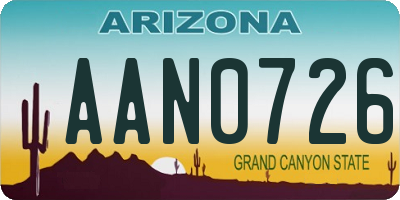 AZ license plate AAN0726