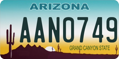 AZ license plate AAN0749