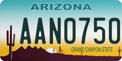 AZ license plate AAN0750
