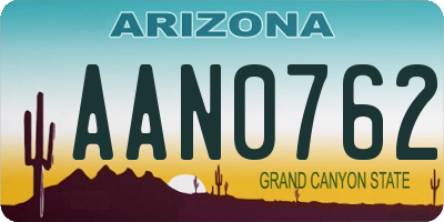 AZ license plate AAN0762