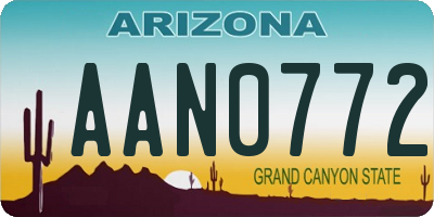 AZ license plate AAN0772