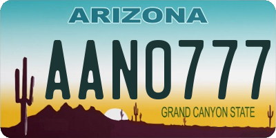 AZ license plate AAN0777