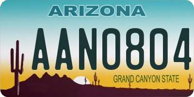 AZ license plate AAN0804