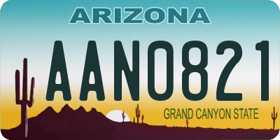 AZ license plate AAN0821