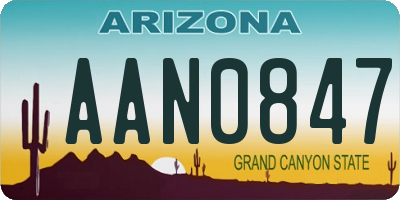 AZ license plate AAN0847