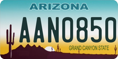 AZ license plate AAN0850