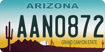 AZ license plate AAN0872