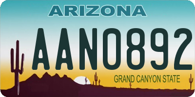 AZ license plate AAN0892