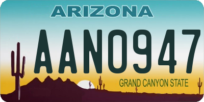 AZ license plate AAN0947