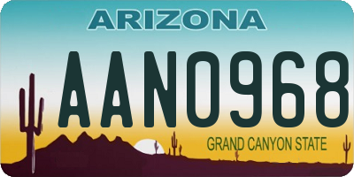 AZ license plate AAN0968