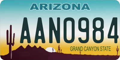AZ license plate AAN0984