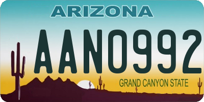 AZ license plate AAN0992