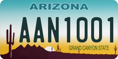 AZ license plate AAN1001