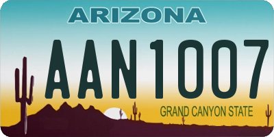 AZ license plate AAN1007