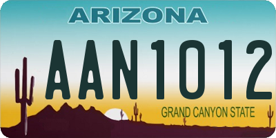 AZ license plate AAN1012