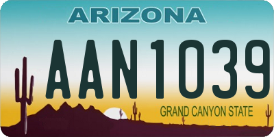 AZ license plate AAN1039