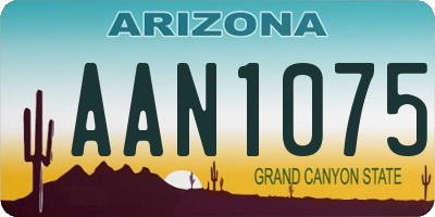 AZ license plate AAN1075