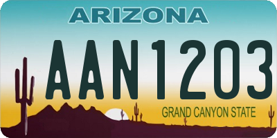 AZ license plate AAN1203