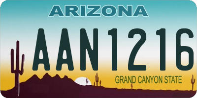 AZ license plate AAN1216