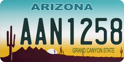 AZ license plate AAN1258