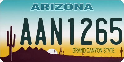 AZ license plate AAN1265