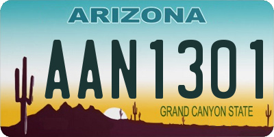 AZ license plate AAN1301