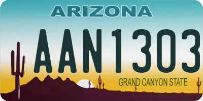 AZ license plate AAN1303