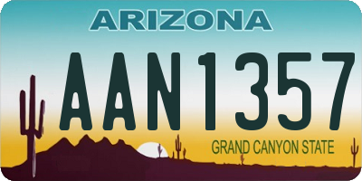 AZ license plate AAN1357