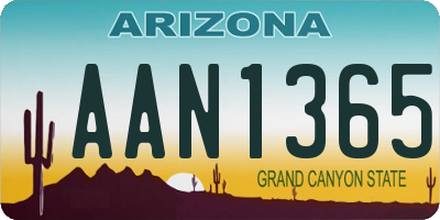 AZ license plate AAN1365