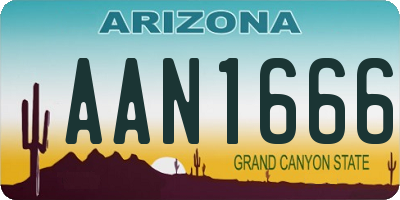 AZ license plate AAN1666