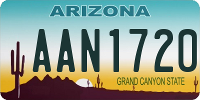AZ license plate AAN1720