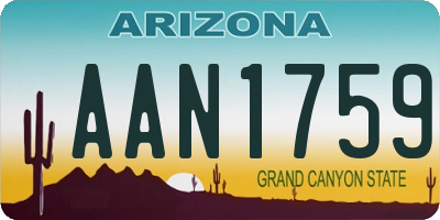 AZ license plate AAN1759