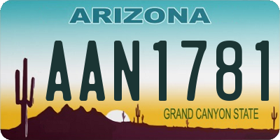 AZ license plate AAN1781