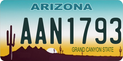 AZ license plate AAN1793